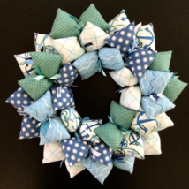 Anchors by the Sea Blue Green and White Beach or Summer Lake House Fabric Wreath - £40.11 GBP