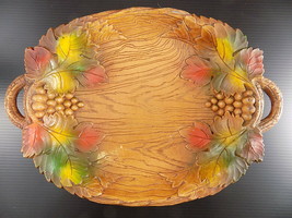 Vintage 1944 USA Multi Products Inc Wood Tray Flower Design Hand Carved Designs - £19.87 GBP