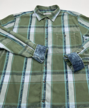 Tommy Bahama plaid denim print flip cuff long sleeve button shirt XL - £9.30 GBP