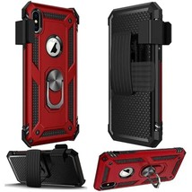 Magnetic 360° Ring stand Clip Cover Case with belt clip for iPhone XR 6.1″ RED - £6.84 GBP