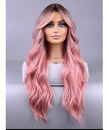 Pink weavy wig,pink curly wig, blonde wig with waves,pink wig with bangs - $48.02 CAD