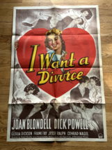 I Want a Divorce One-Sheet Original Movie Poster Joan Blondell 1940 Fold... - $62.96
