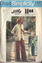 Simplicity Pattern 7024 Size 12 Dated 1975, Misses&#39; Jacket, Pants - $3.00