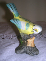 Old Vintage Hand Painted Bisque Porcelain Blue Tit Bird Figurine Shelf H... - $9.89