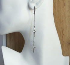 Long Star Stainless Steel Bar Stud Earrings - £15.97 GBP