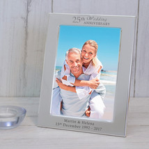 Personalised Engraved Special Wedding Anniversary Silver Plated Photo Frame 25th - £12.85 GBP