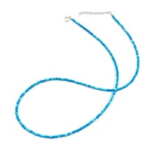 16&quot; Genuine Blue Turquoise 925 Silver Necklace Jewelry Women Handmade US... - £15.81 GBP