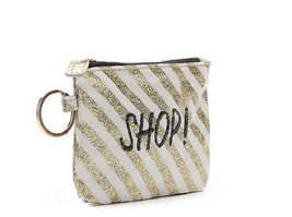 Tri-Coastal Design Striped Glitter Statement Keyring Coin Purse | Shop! - $6.00