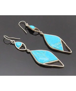 BARSE 925 Sterling Silver - Vintage Designer Inlay Turquoise Earrings - ... - $149.41 CAD