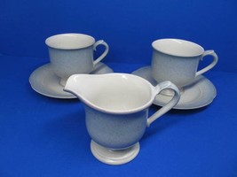 Mikasa Stonekraft Autumn Wheat  Blue Set Of 2 Cups And 2 Saucers And Creamer - £22.80 GBP