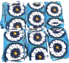 Vintage Barkcloth Fabric Floral Blue MCM Mod Flower Lot Floral Quilt Squ... - $56.00