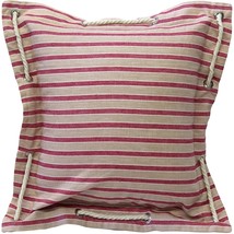 Nautical Stripes Pink Cotton Throw Pillow 16x16, with Polyfill Insert - £31.92 GBP
