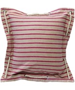 Nautical Stripes Pink Cotton Throw Pillow 16x16, with Polyfill Insert - £31.93 GBP