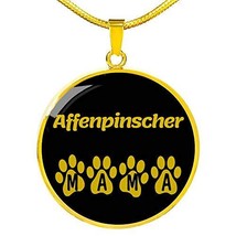 Affenpinscher Mama Circle Necklace Stainless Steel or 18k Gold 18-22&quot; Dog Owner  - £35.48 GBP