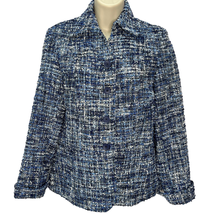 Coldwater Creek Womens Tweed Blazer Jacket Blue Size 6 Classic Lined - £34.99 GBP