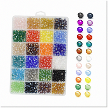 1200Pcs 6mm Briolette Faceted AB Crystal Glass Beads - 24 Colors for DIY Jewelry - $32.66