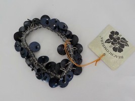 BEACHCOMBERS BLACK &amp; GRAY COLORED ELASTIC BRACELET BEADS COSTUME JEWELRY... - £7.88 GBP