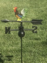 Cast Iron Rooster Weathervane Weather Vane Ground Stake Garden Farm Garden - £35.96 GBP