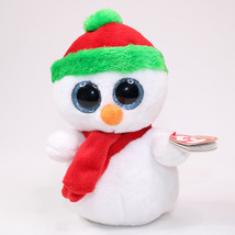 TY Beanie Boos  SCOOPS The Christmas Snowman Red &amp; Green Hat Red Scarf Big Eyes - £7.33 GBP