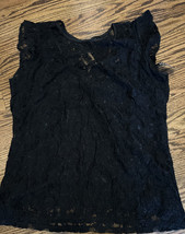 NEW White House Black Market Women’s Flutter Sleeve Lace Top Black Size 12 NWT - £47.36 GBP