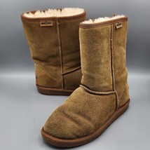 Minnetonka Mid-Calf Snow Boots Women&#39;s US 7 Brown Suede Round Toe Slip-on 80061 - $26.11