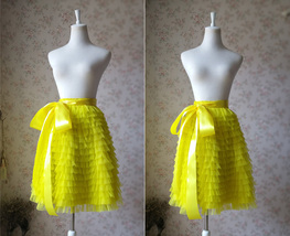 Yellow Tiered Tulle Skirt Outfit Custom Plus Size Tulle Ballerina Skirt Outfit image 2