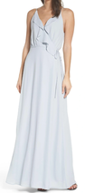 WAYF Jamie Ruffle Wrap Gown Dress Ocean Mist Blue Size Medium NWOT - £55.08 GBP