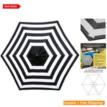 Universal 7.5ft Canopy Replacement for 6 Ribs Umbrellas - Black &amp; White ... - $58.36