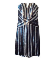 Trixxi Juniors&#39; XL Strapless Metallic-Stripe Bodycon Dress Blue Gray - $9.49