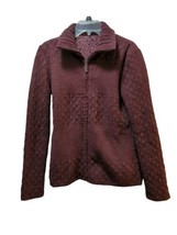 Chico&#39;s purple maroon Women&#39;s 0 (4-6) small zip front quilted sweater jacket - £15.56 GBP