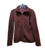 Chico&#39;s purple maroon Women&#39;s 0 (4-6) small zip front quilted sweater ja... - £15.56 GBP