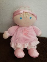 Little Me Baby Doll Pink White Flower Dress Blue Eyes Blonde Yellow Yarn Hair - £15.76 GBP