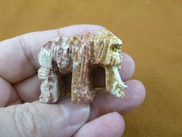 (Y-WOO-8) little white red Woolly Mammoth carving SOAPSTONE stone figurine - £6.90 GBP