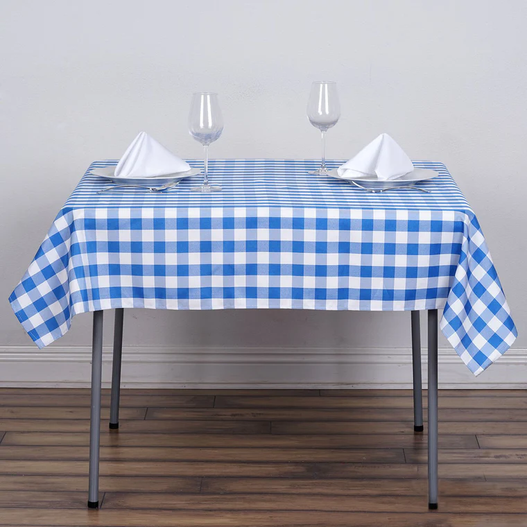 Blue - 54&quot; Square Polyester Tablecloths Perfect Picnic Checkered Weddings - £22.12 GBP