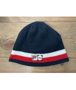 Vintage Fila Beanie Hat Linus Stripe Flat Knit Winter Cap Blue Red White... - $34.60
