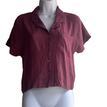 Aritzia Wilfred Free Womens XXS Pink Rose Button Down Crop Top Blouse Shirt - £26.00 GBP