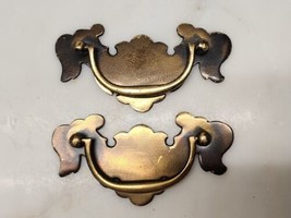 2 Vintage 1960s Chippendale Batwing Design Brass W. Drawer Bail Pull Han... - $16.82