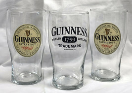 3 Guinness Extra Stout Tulip Beer Glasses Dublin Ireland 18 oz - £27.65 GBP