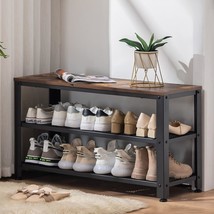Shoe Bench By Apicizon, 3-Tier 35.5 Inches Shoe Rack For Entryway, Rusti... - $90.99