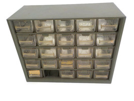 25 Drawer Plastic Small Parts Storage Cabinet Missing 1 Drawer Wall Mount Used - £15.79 GBP