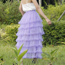 Purple Layered Tulle Maxi Skirt Women Custom Plus Size Fluffy Tulle Skirt image 3