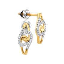 10k Yellow Gold Round Diamond Swirl Cluster Stud Screwback Earrings 1/8 Cttw - £157.37 GBP