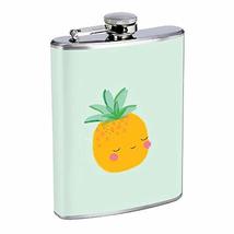 Happy Pineapple Hip Flask Stainless Steel 8 Oz Silver Drinking Whiskey Spirits E - £7.92 GBP