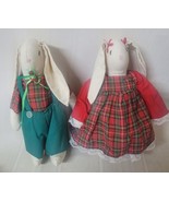 Easter Decor Country Farm Animals Bunny Couple Stuffed Plush Rabbits Vin... - $277.24 MXN
