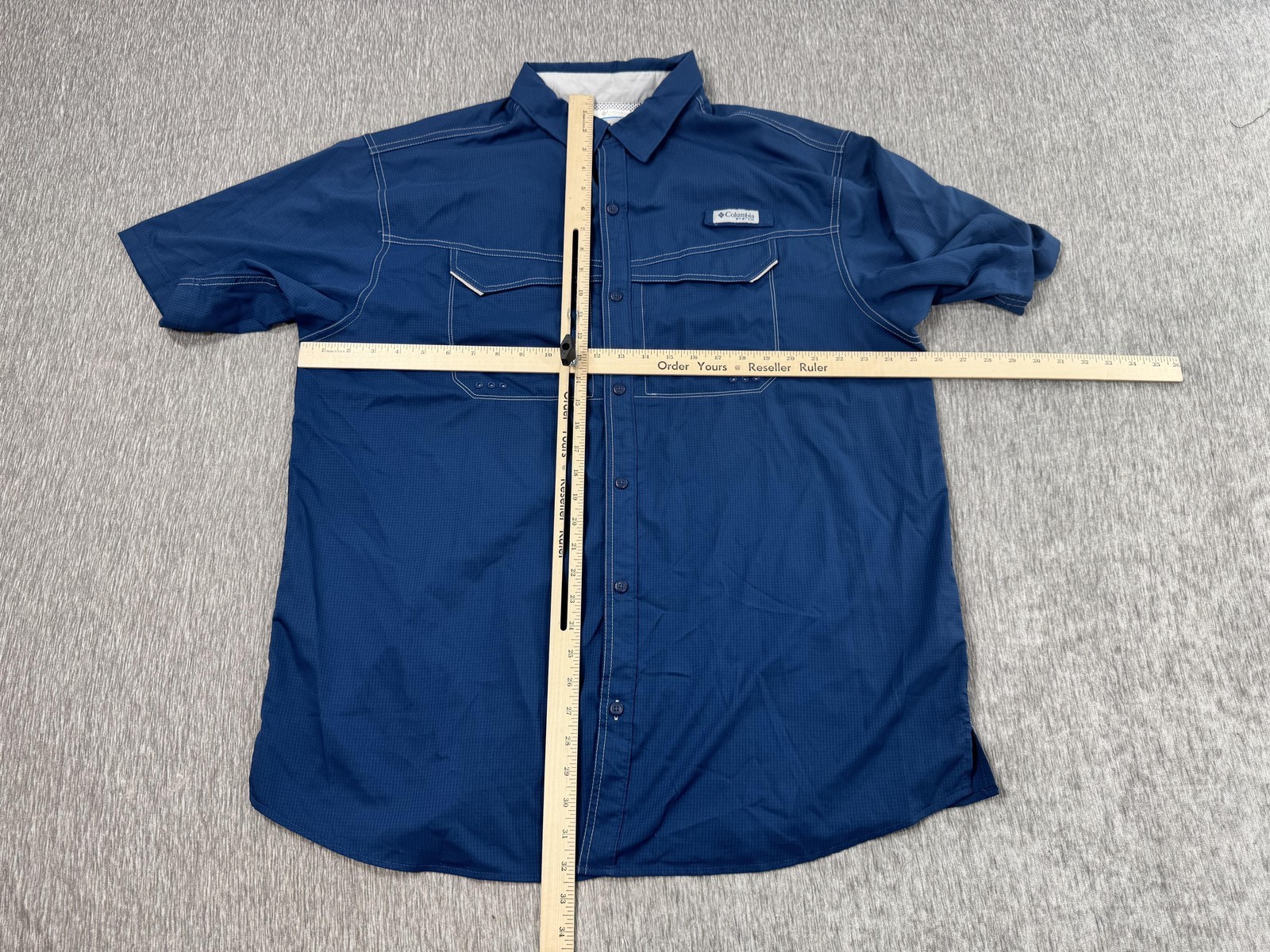 Columbia PFG Shirt Mens Extra Large Blue Omni-Shade Vented Fishing Short Sleeve Item image 5