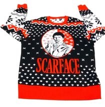 Scarface NWT LIGHT UP Red&amp;Black Ugly Christmas Sweater Tony Montana Large - $42.75