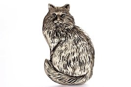 Grillie Maine Coon-N - Maine Coon Cat Grille Ornament in Antiqued Nickel... - $58.79