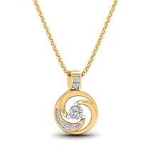SwaraEcom 14K Yellow Gold Plated Round Cubic Zirconia Twist Circle Pendant for W - £39.08 GBP