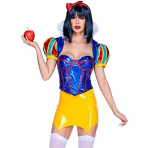 Snow White Costume Set Corset Top Shrug Collar Garter Skirt Bow Headband 6354 - £77.12 GBP