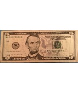 US$ 5 2013 Federal Reserve Bank Note 4 of a Kind, 1 Pair Together 26228888 - $11.54 CAD